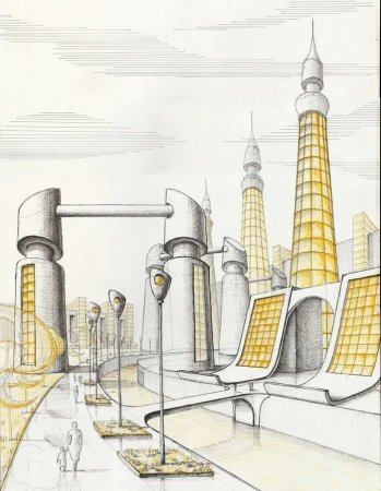Рисование город будущего