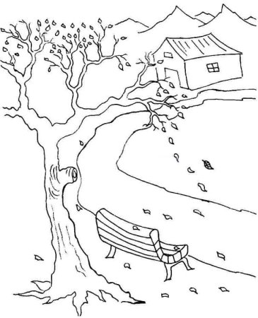 Осенний пейзаж раскраска