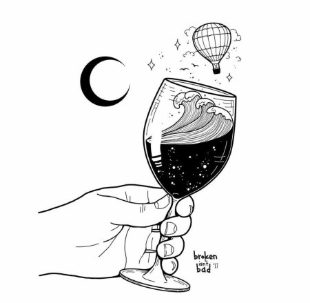 Бокал вина эскиз