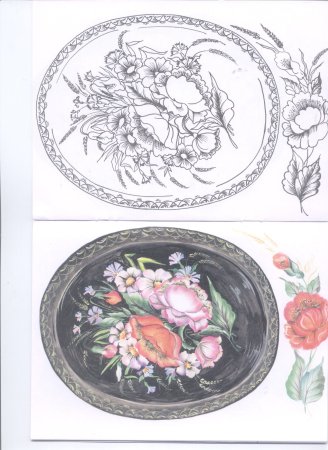 Жостовская роспись раскраска подносы