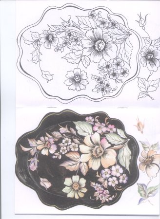 Жостовский поднос раскраска