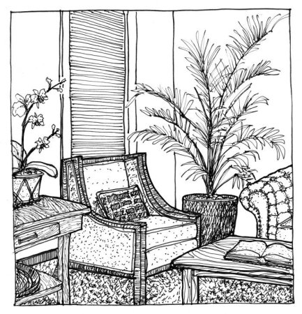 Растения в интерьере эскиз