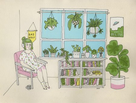 Растения в интерьере рисунок