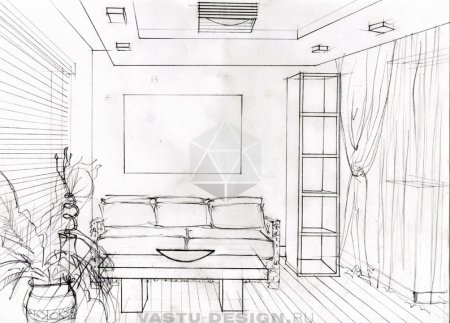 Эскиз гостиной комнаты