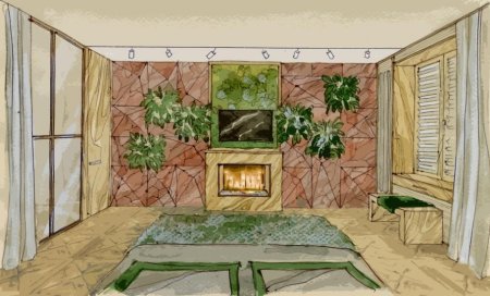 Растения в интерьере эскиз