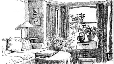 Зарисовка интерьера комнаты