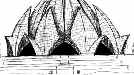 Храм лотоса Дели Индия эскиз