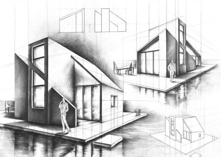 Модульная архитектура рисунок карандашом
