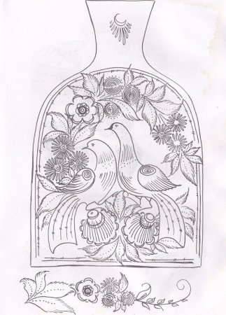 Городецкая роспись доска разделочная раскраска