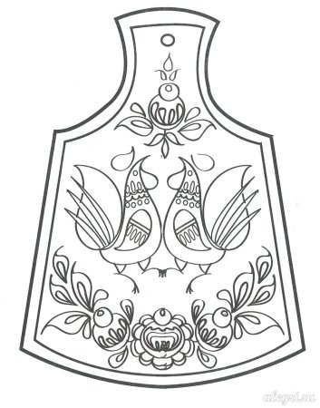 Городецкая роспись доска разделочная раскраска