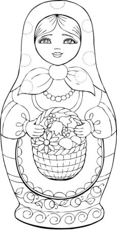 Матрешка раскраска для детей