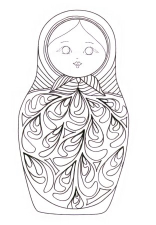 Матрешка раскраска для детей