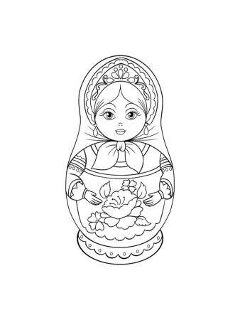 Русская Матрешка. Раскраска