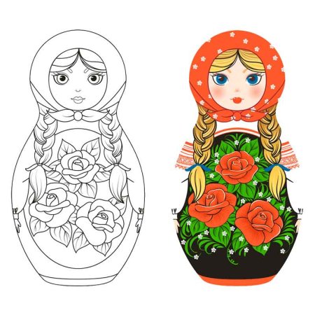 Сергиево-Посадская Матрешка раскраска