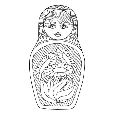 Матрешка раскраска для детей