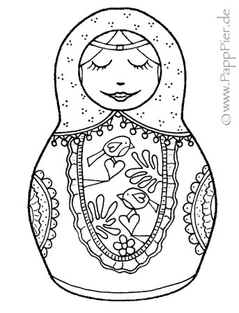 Матрешка роспись раскраска