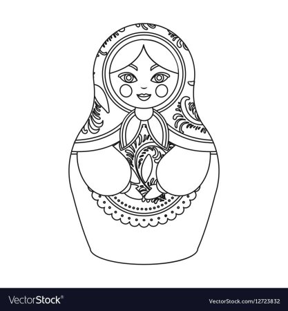 Матрешка раскраска на белом фоне для детей