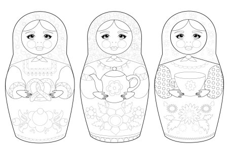 Полхов-Майданская Матрешка раскраска