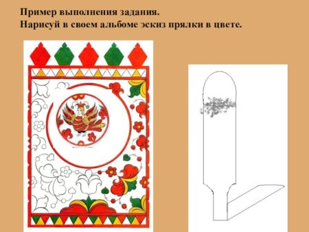 Эскиз декоративного украшения прялки