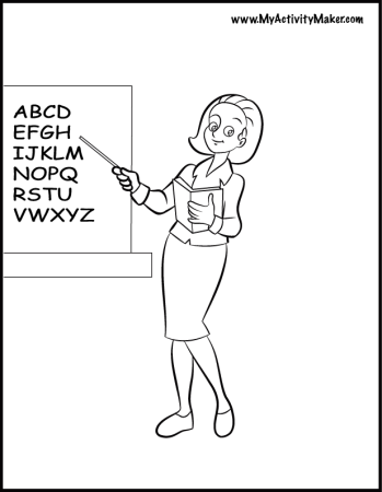 Учительница рисунок раскраска