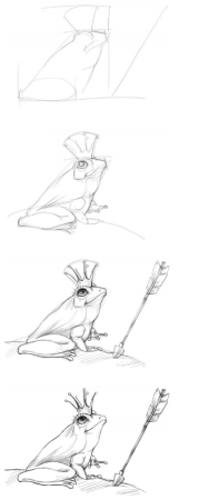 Царевна лягушка рисунок карандашом