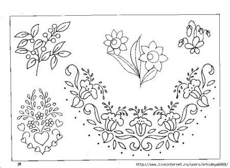 Узор для вышивания гладью на салфетке