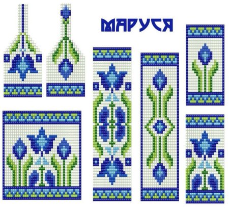 Схема гердана из бисера Гжель