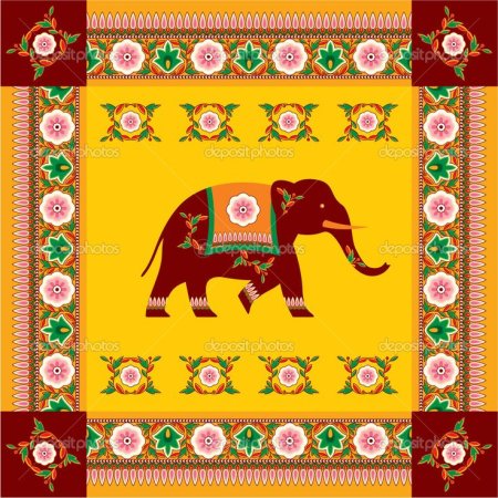 Традиционный индийский коврик для слона