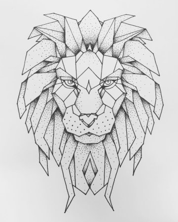 Тату Лев лайнворк