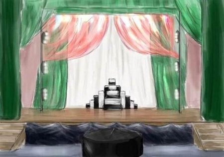 Эскиз сцены с декорациями