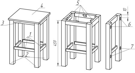 Сборочный чертеж табурета