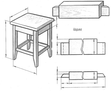 Чертеж царги и проножки табурета.