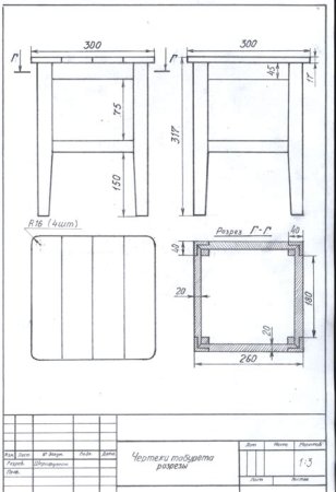 Сборочный чертеж мебельного изделия