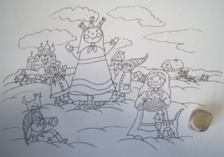 Масленица рисунок карандашом