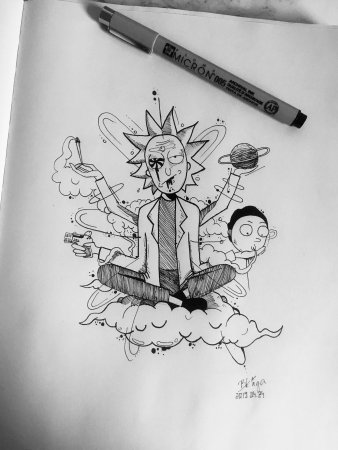 Эскизы тату Рик и Морти в цвете