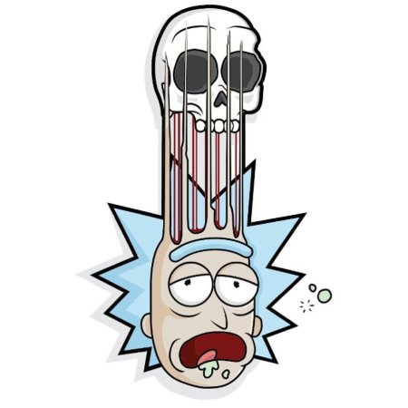 Наклейки чб Рик и Морти