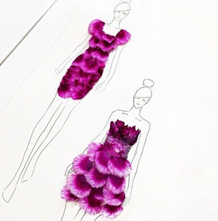 Эскиз платья фиолетовом цвете