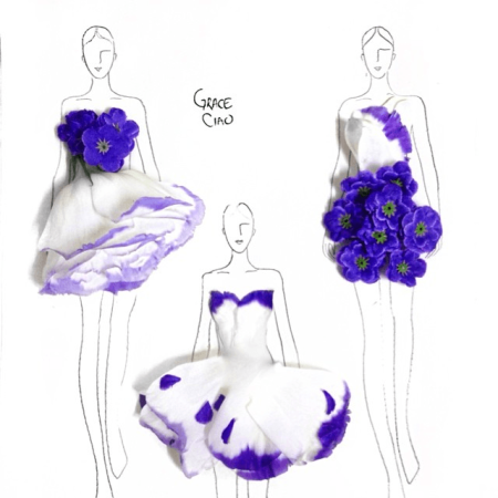 Платье из цветов эскиз