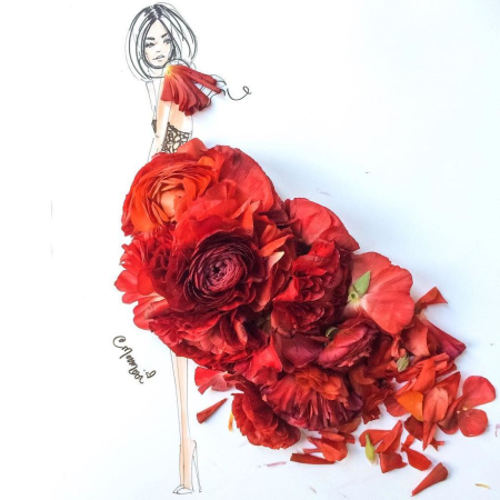 Графический цветок на платье