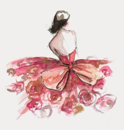 Силуэт платья акварель