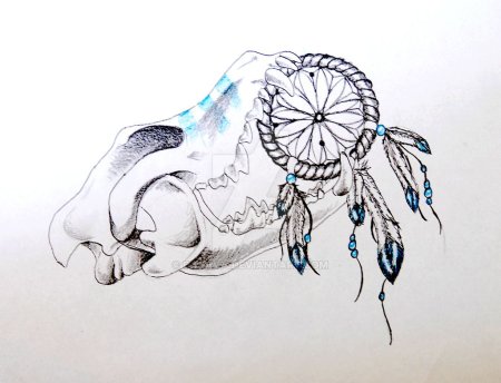 Тату Ловец снов эскиз черно белый