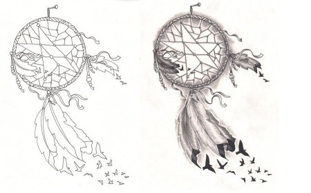 Волк с ловцом снов Таттоо эскиз