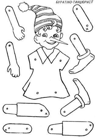 Буратино в профиль рисунок