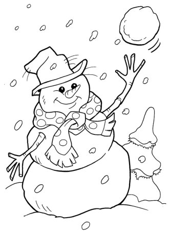 Снеговик трафарет