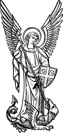 Тату ангел с крестом и нимбом