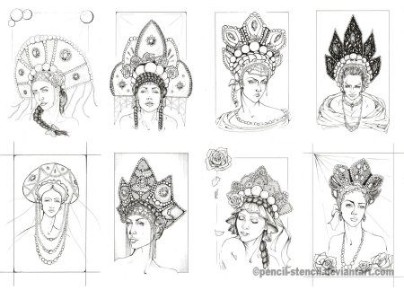 Кокошник нарисовать