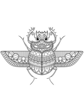 Египетское украшение с жуком скарабеем раскраска