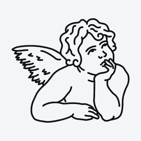 Ангел контурный рисунок