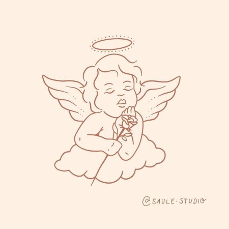 Ангел тату эскиз маленький