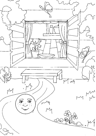 Дом колобка раскраска